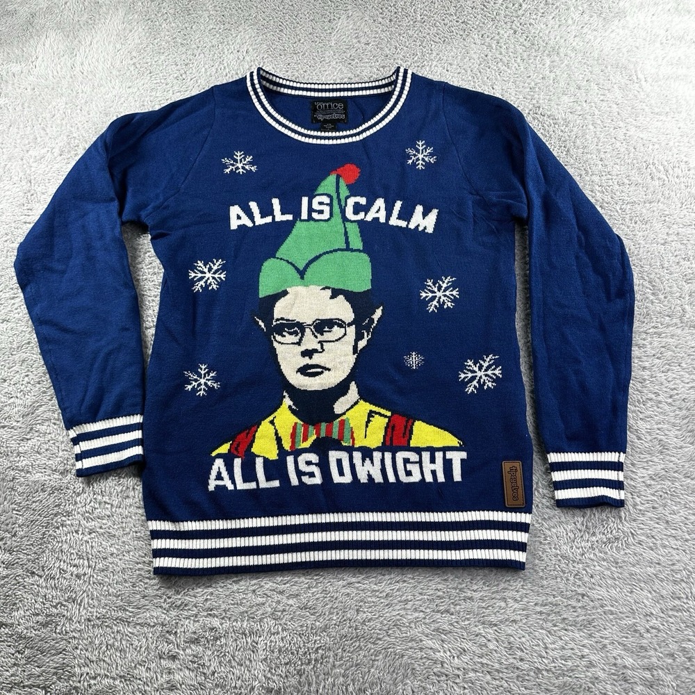 The Office Sweater Mens Small Blue Ugly Christmas Dwight Schrute Elf Costume